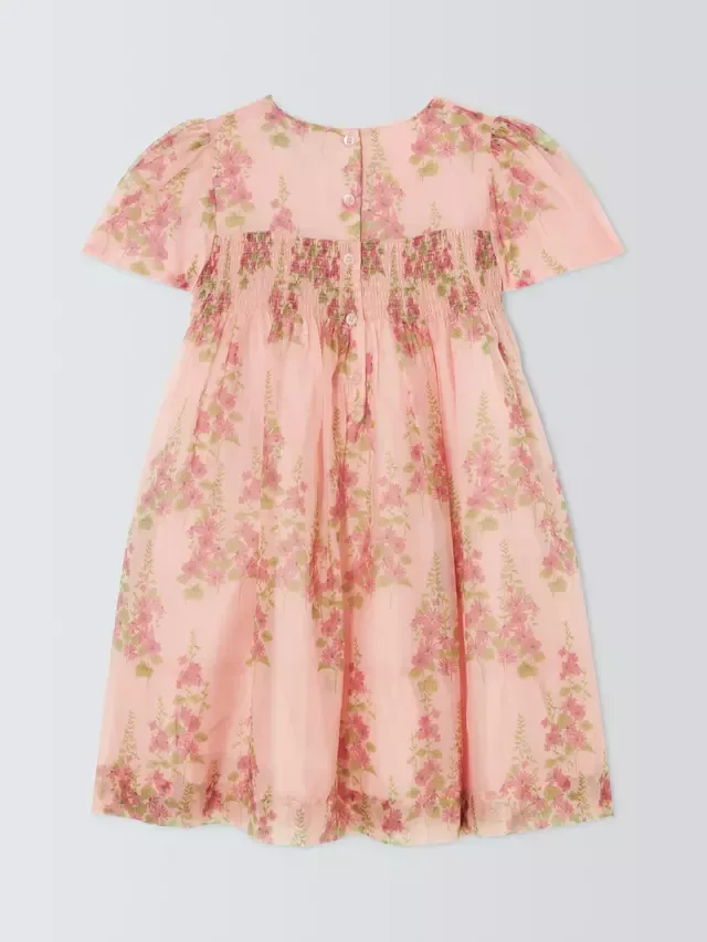 Детское платье из органзы с цветочным принтом, розовое John Lewis Heirloom Collection — фото 4