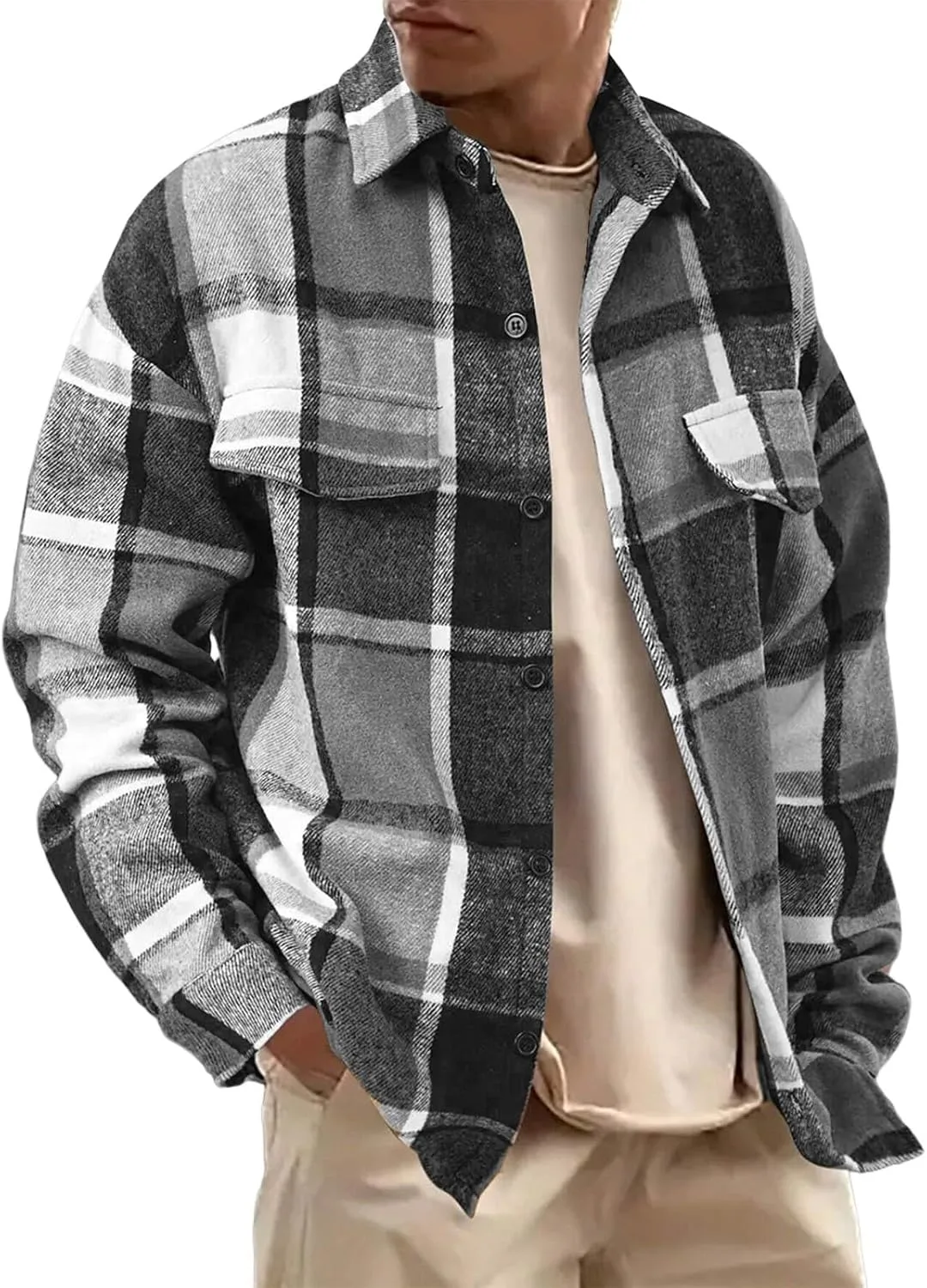 

Мужская фланелевая рубашка в клетку Regular Fit с карманом CRNTCEM