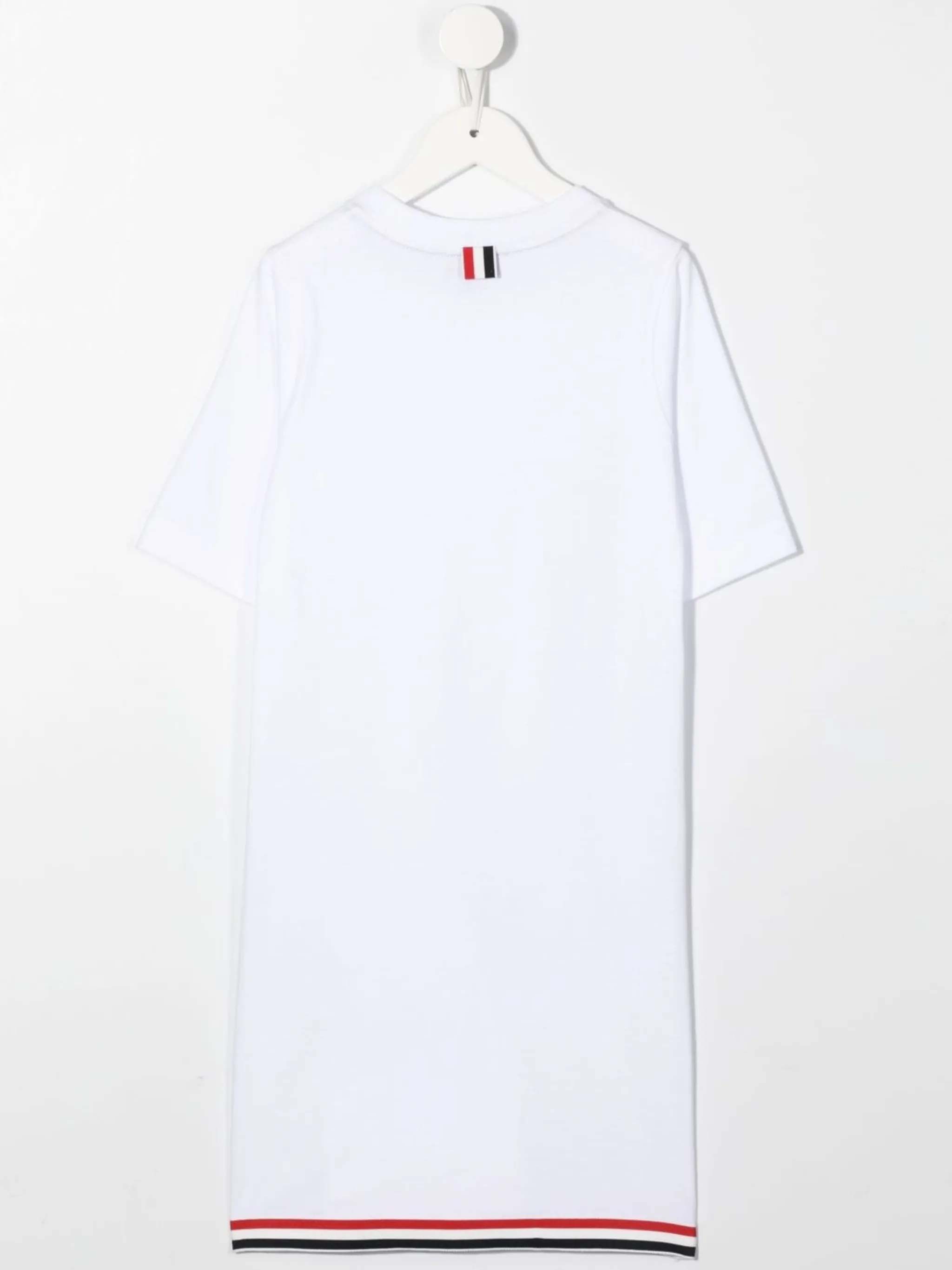 Платье-футболка с отделкой в полоску Thom Browne Kids, белый — фото 2