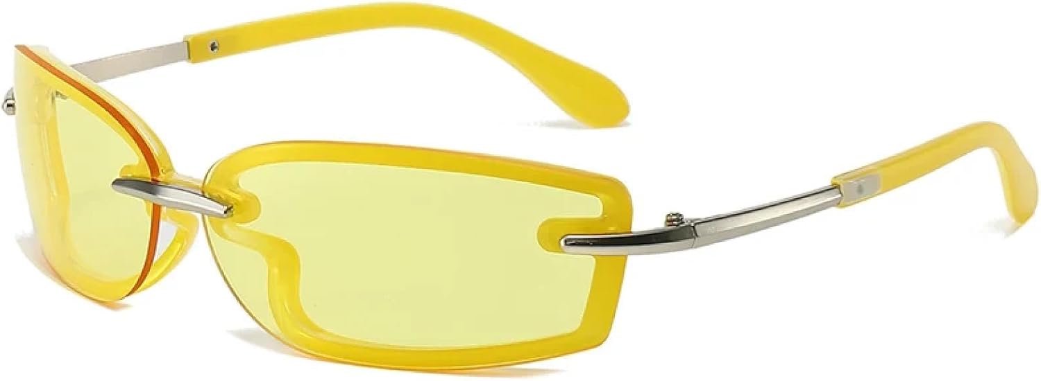 

Роскошные прямоугольные солнцезащитные очки для женщин, винтажные модные солнцезащитные очки для мужчин, стильные панк-очки, конфетные оттенки, защита от УФ-излучения UV400 TKKTLLT, Silver Yellow