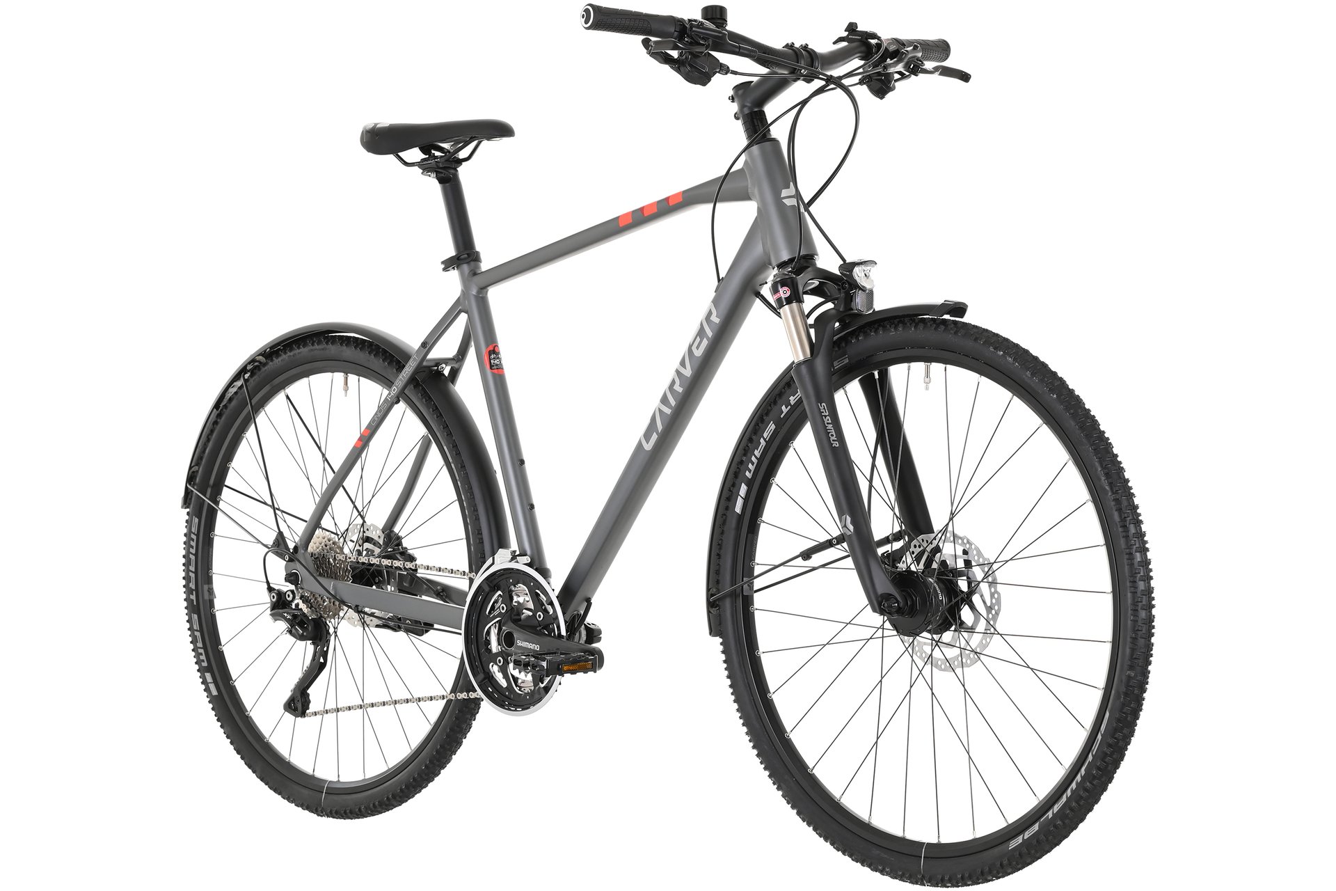 Кроссовый велосипед Carver Cinos Street 140 30s - 28 дюймов - Diamant - 2024, цвет Grau|anthracite silver neonred — фото 2