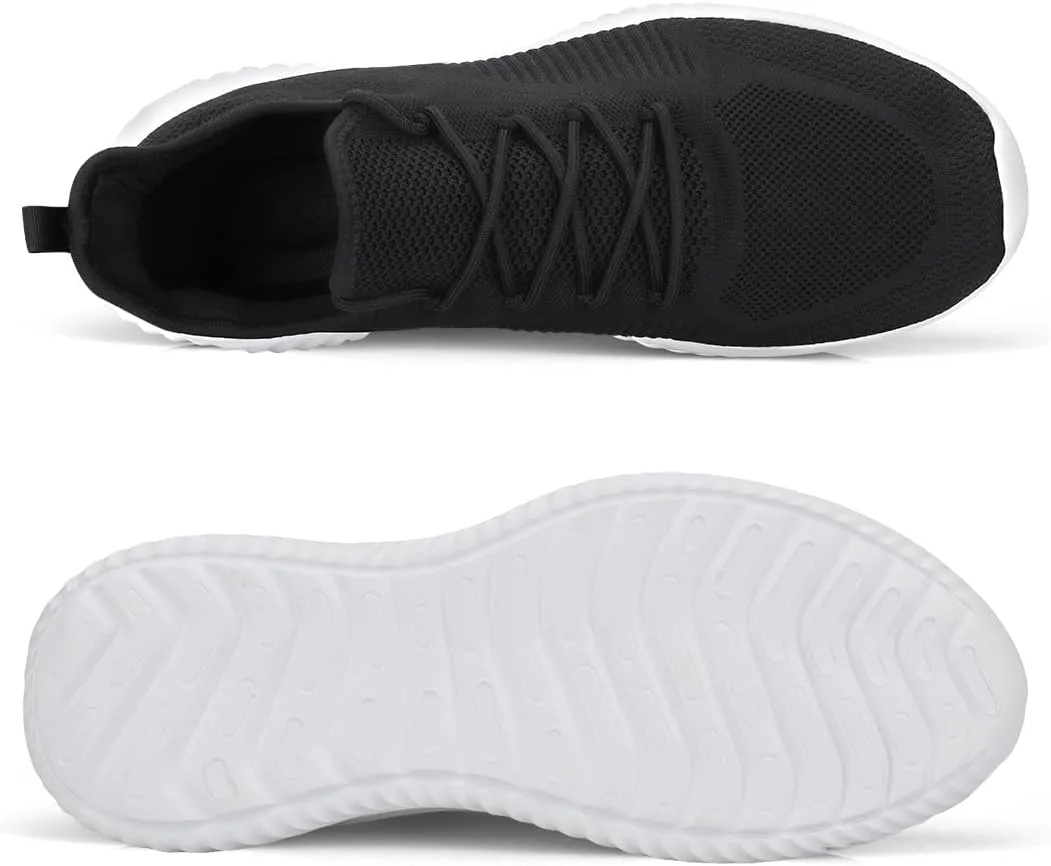Кроссовки Flysocks для мужчин с легкой посадкой, нескользящие рабочие туфли, легкие дышащие сетчатые кроссовки для повседневной носки, тенниса, бега и ходьбы, черный — фото 4