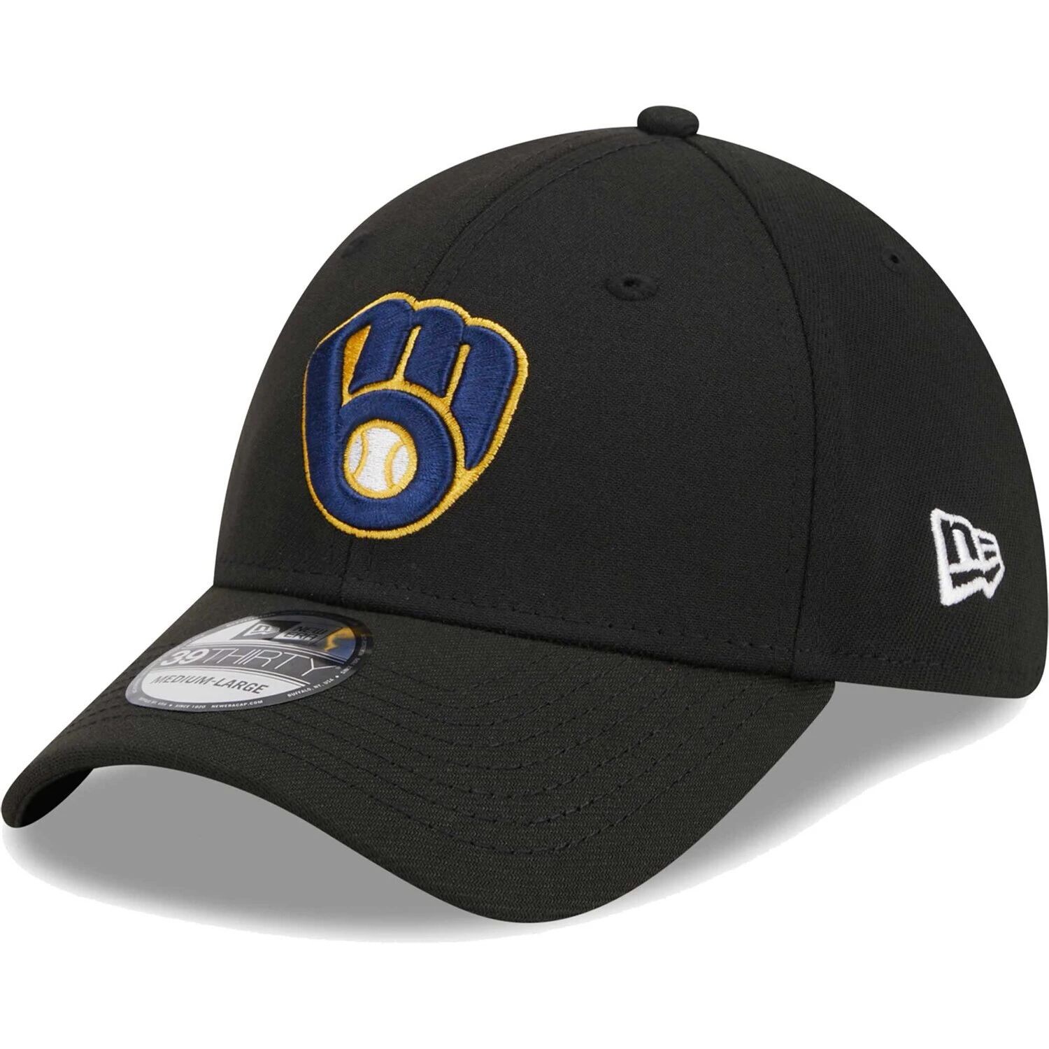 

Мужская черная гибкая кепка с логотипом Milwaukee Brewers New Era 39THIRTY