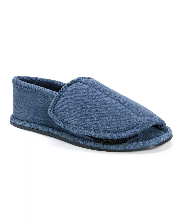 

Мужские махровые шлепанцы с открытым носком на липучке MUK LUKS, синий