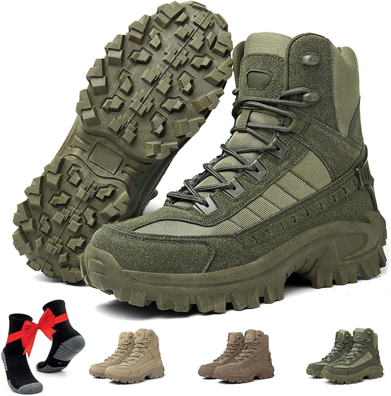 

Мужские ортопедические защитные ботинки OJEYDFU, водонепроницаемые ботинки для походов с поддержкой свода, тактические ботинки, устойчивые к проколам и растяжениям, зеленый