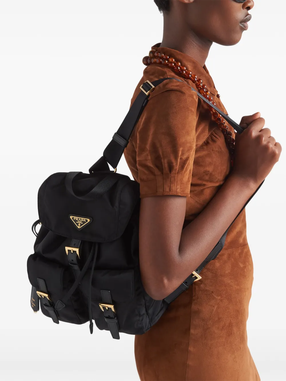 Рюкзак унисекс Prada Re-Nylon натуральная кожа, чёрный — фото 3
