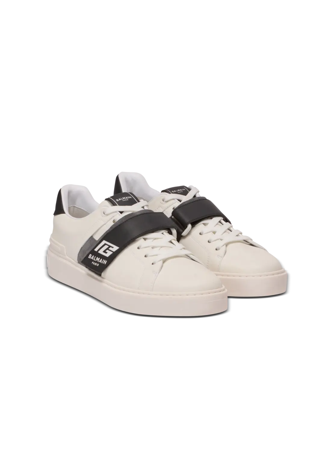 Кроссовки B-Court из телячьей кожи с язычком PB Balmain, белый — фото 2