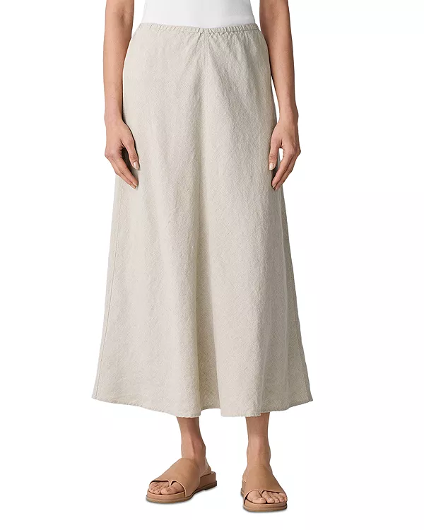 

Льняная юбка А-силуэта, скроенная по косой. Eileen Fisher, белый