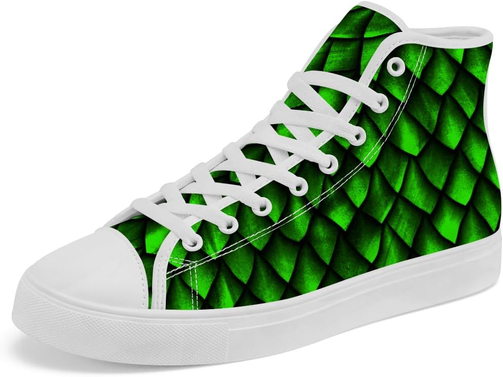 

Кеды на высокой подошве из холста с принтом дракона, высокие сникерсы с шнуровкой, повседневная обувь для женщин и мужчин Chebing, 617 Green