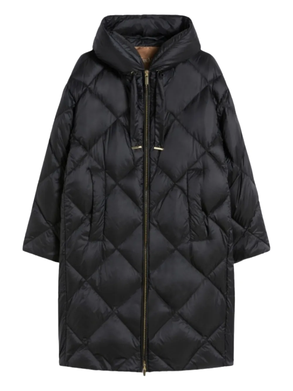 

Стеганое пальто с капюшоном MAX MARA, черный
