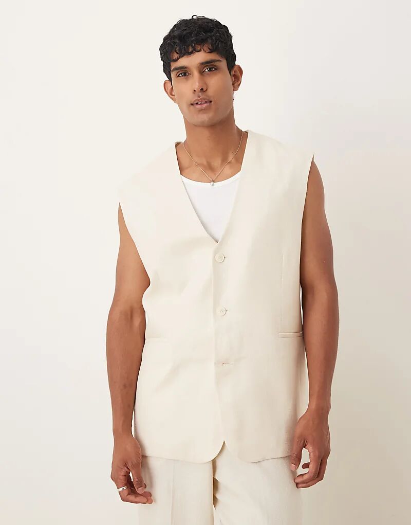 

Длинный жилет ASOS DESIGN из льна белого цвета