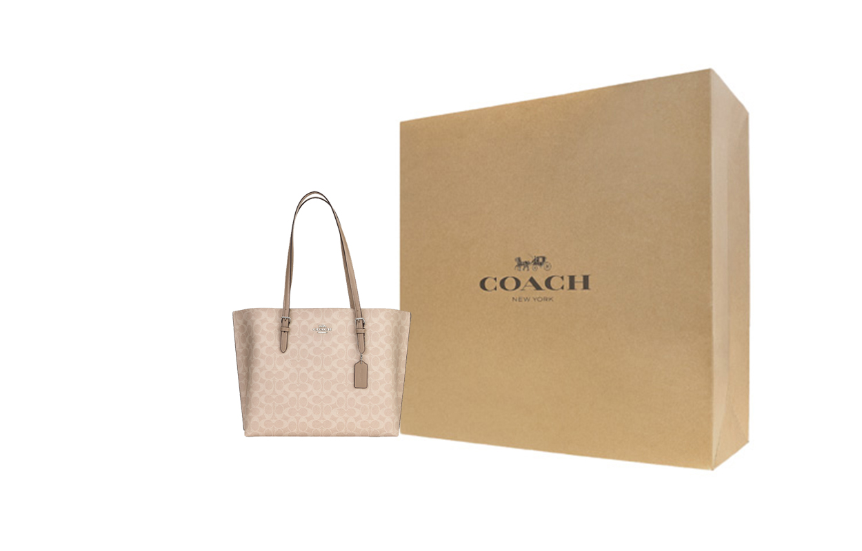 

COACH Сумка Молли из искусственной кожи женская большая наплечная бежевая