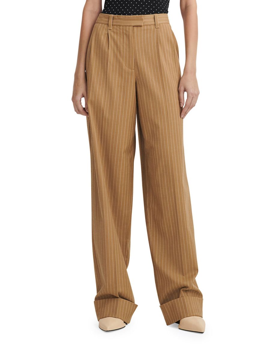 

Брюки в полоску из смеси шерсти Marianne Virgin rag & bone, цвет Camel Stripe