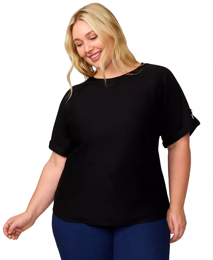 

Свитер с рукавом долман и подкатом, plus size Melissa Paige, черный