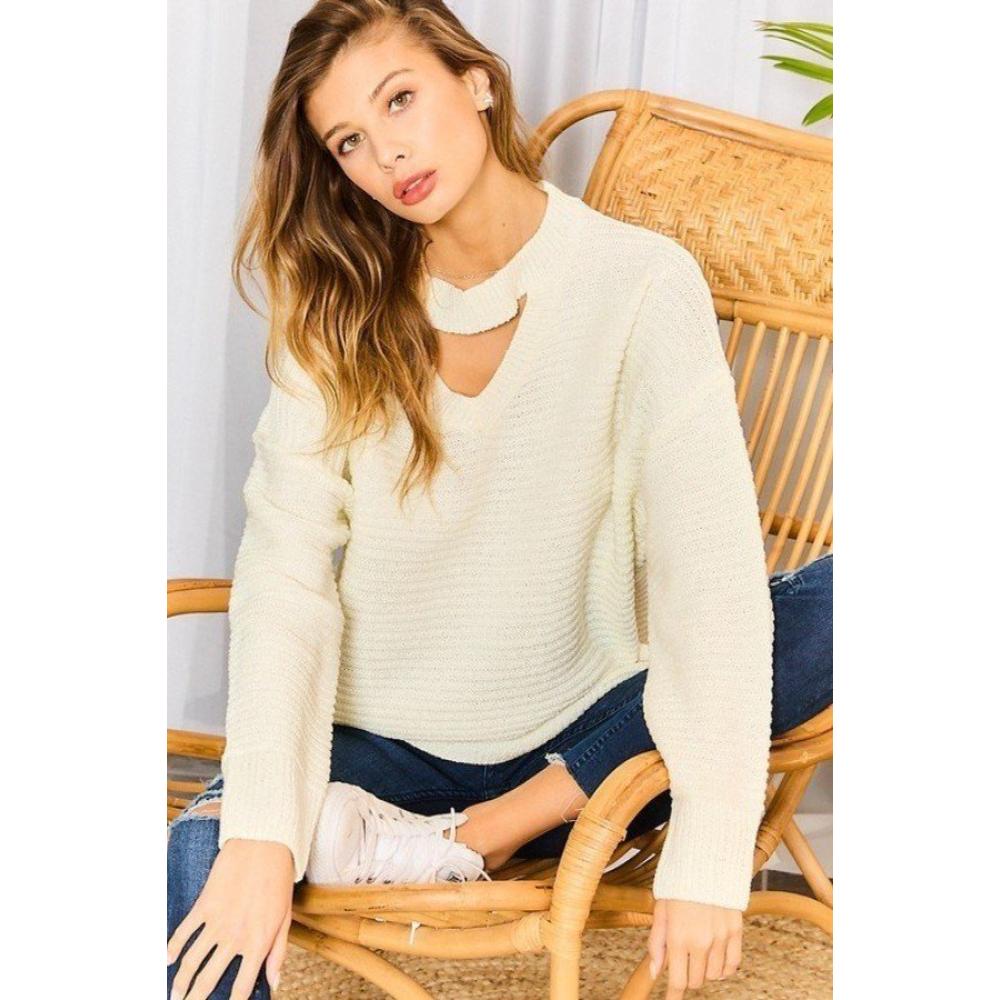 

Свитер оверсайз с воротником-стойкой FASHNZFAB, кремовый