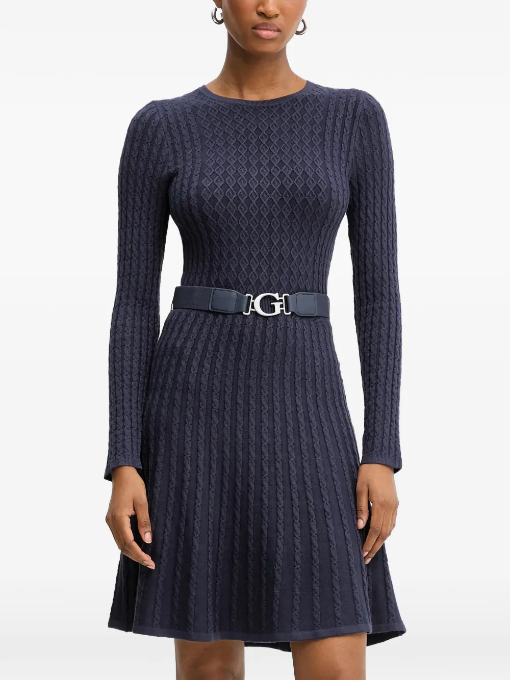 

Мини-платье с длинными рукавами и поясом Guess Usa, синий