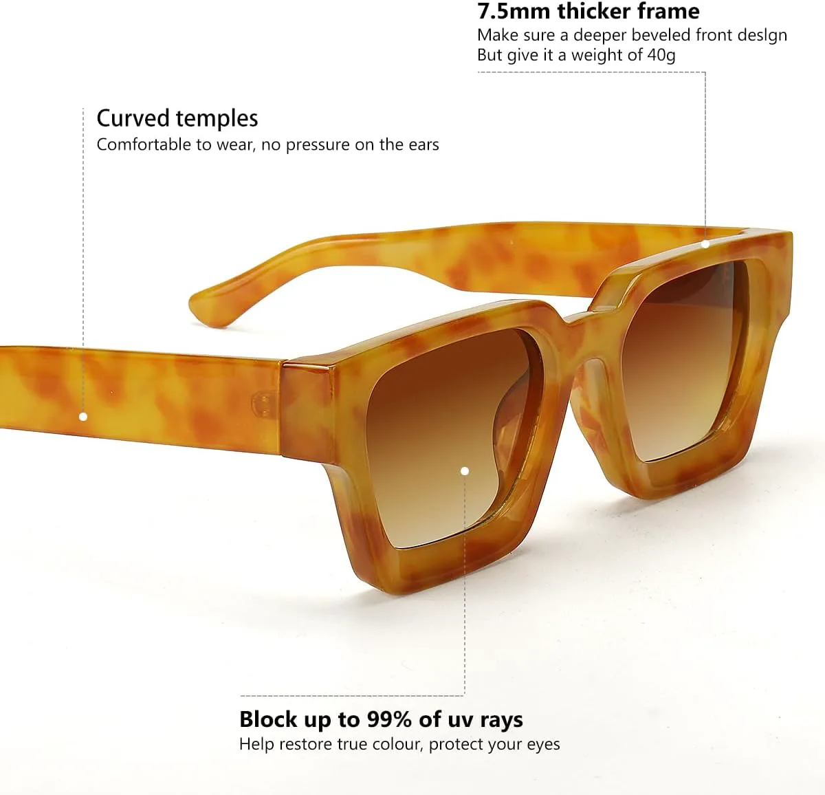 

Модные квадратные солнцезащитные очки для мужчин и женщин, толстые прямоугольные солнцезащитные очки с защитой от УФ-излучения, дизайнерский стиль GFUIARA, Leopard