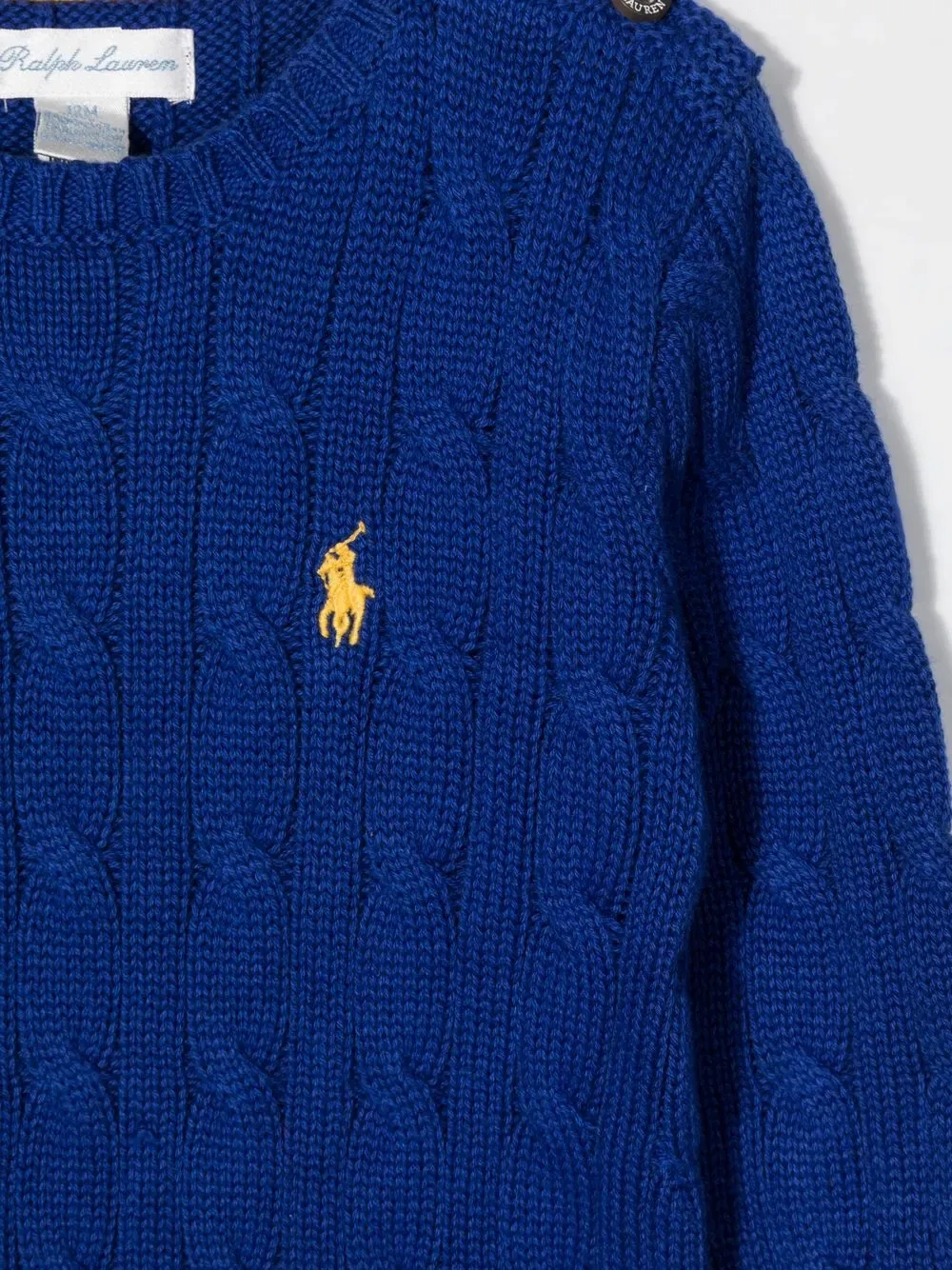 Вязаный джемпер-поло с вышивкой Polo Ralph Lauren Kids, синий — фото 3