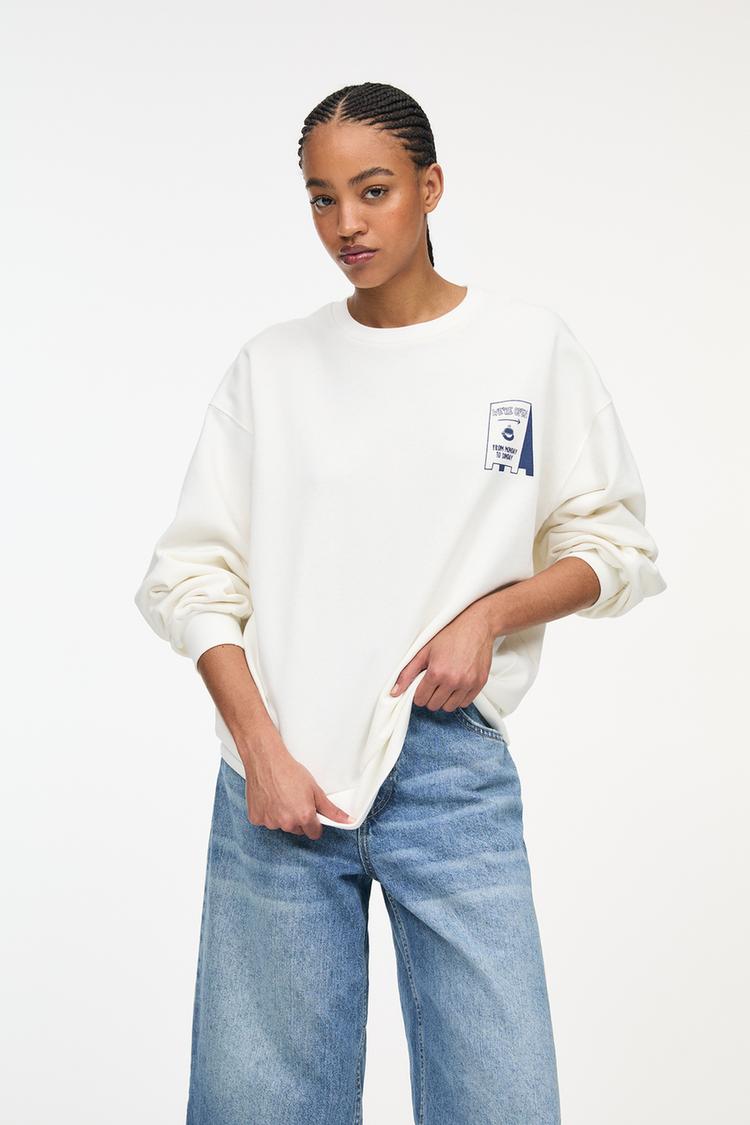 

Толстовка с изображением кофейной чашки Pull And Bear, белый