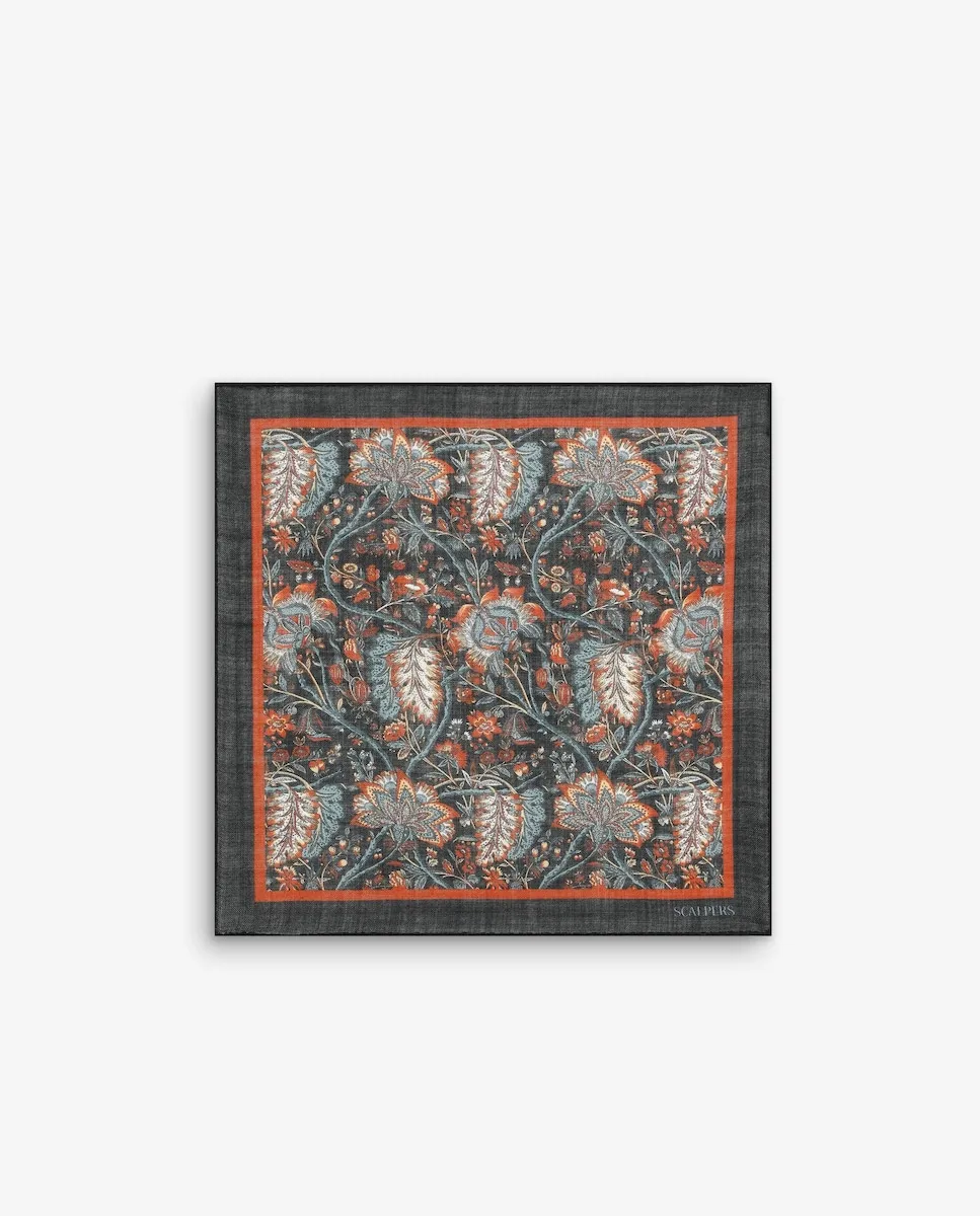 

Мужской платок с цветочным узором и логотипом Scalpers, темно-синий