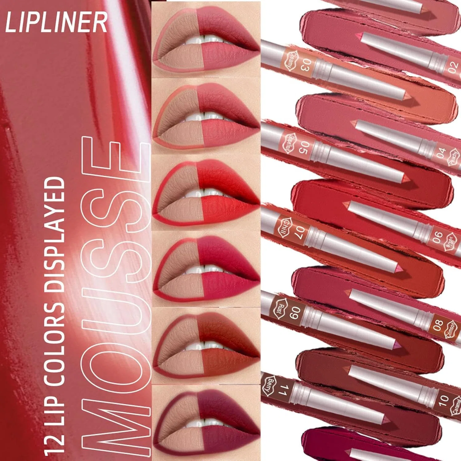 Набор карандашей для губ 12 шт, Lip Liner, матовый — фото 2
