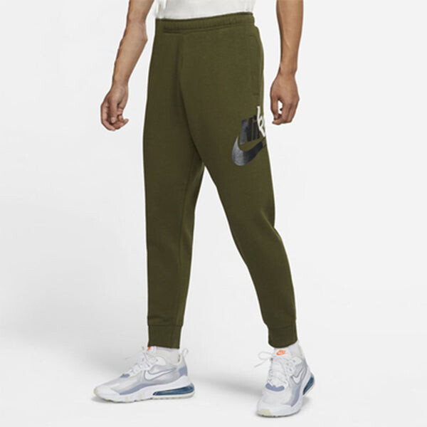 Брюки men's fleece lined stay warm bundle feet sports pants/trousers/joggers olive Nike, мультиколор — фото 2