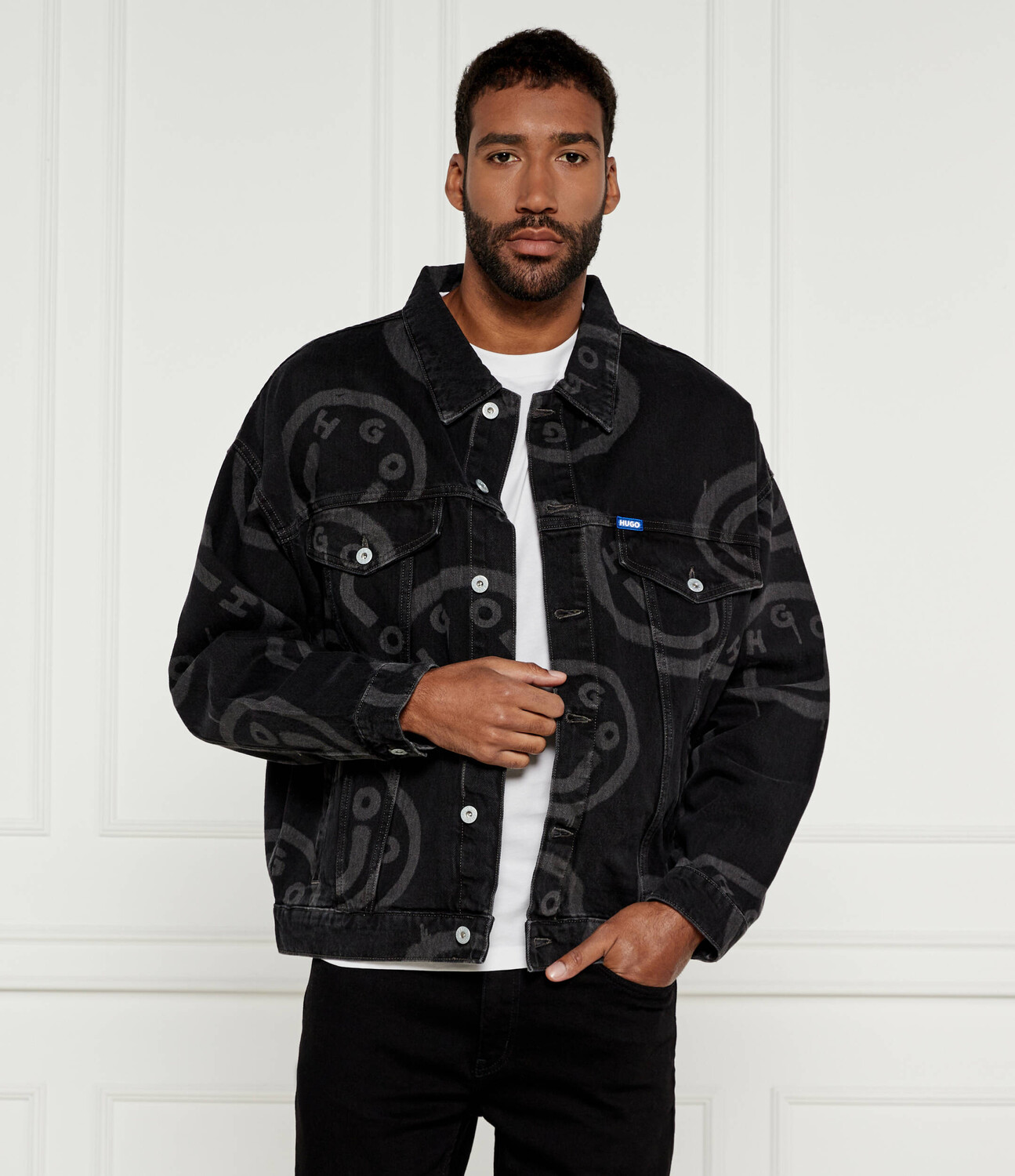

Куртка Hugo Blue di jeans Loose fit, черный