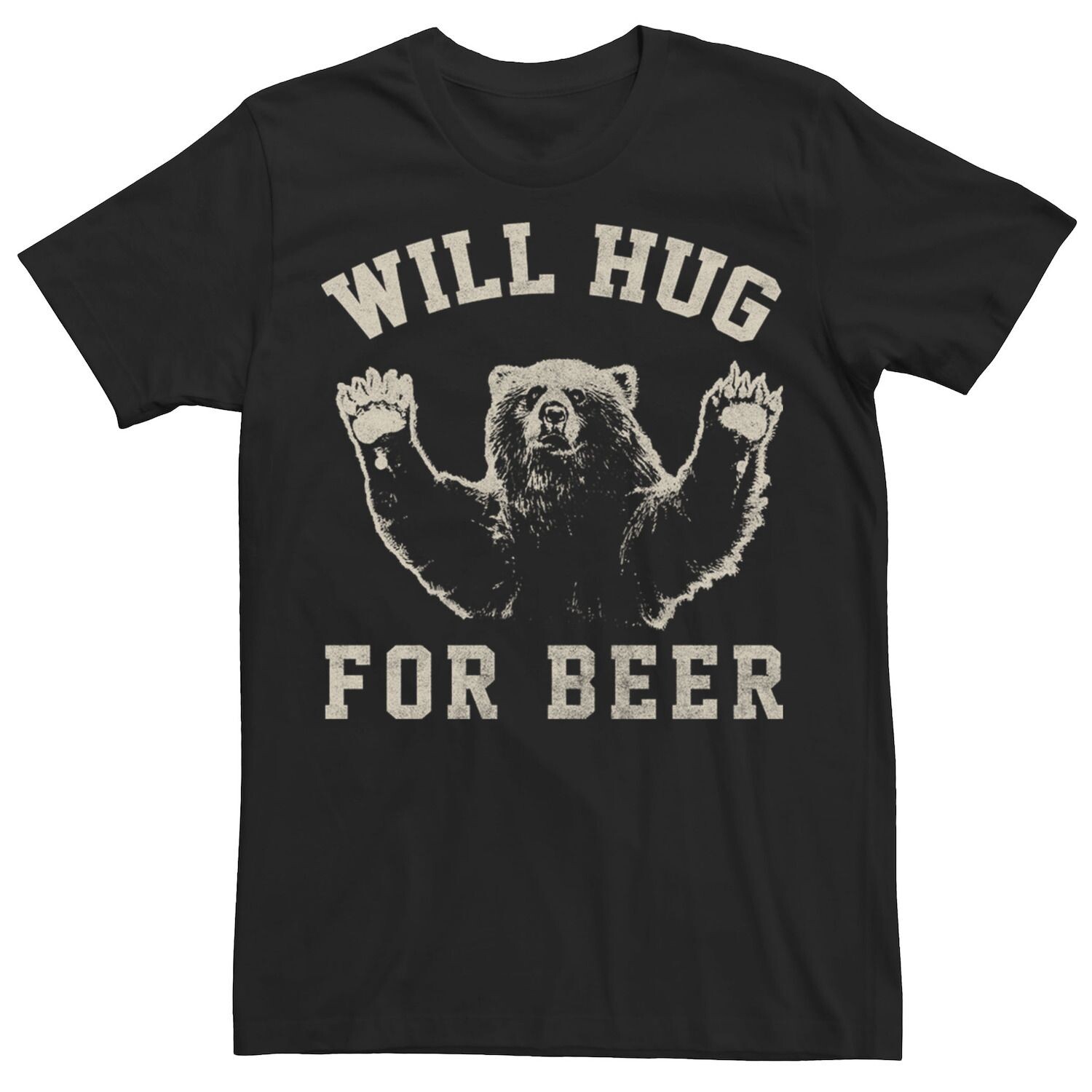 

Мужская винтажная университетская футболка с рисунком Will Bear Hug For Beer Licensed Character