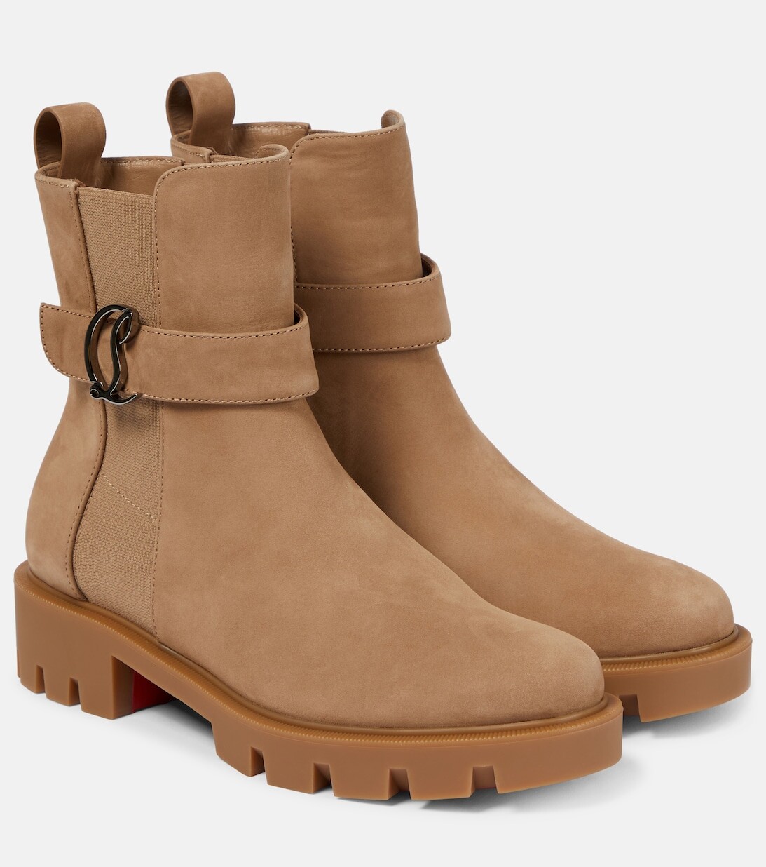 Замшевые ботильоны CL Chelsea Christian Louboutin, бежевый