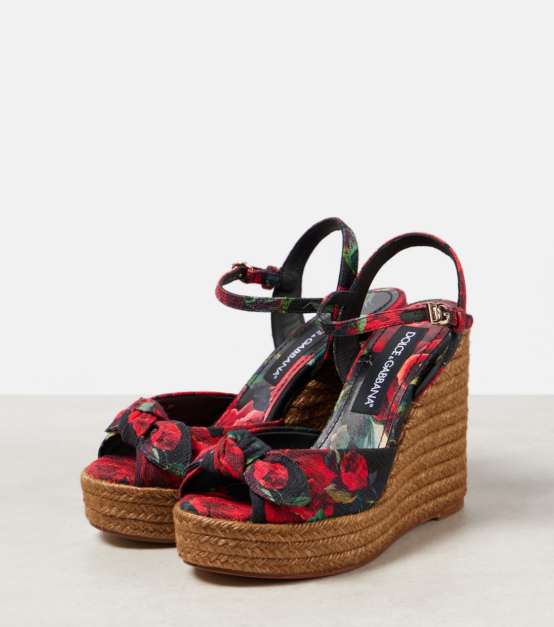 Цветочные эспадрильи на клиньях из холста Dolce&Gabbana, Rosa Rossa F.Nero — фото 4
