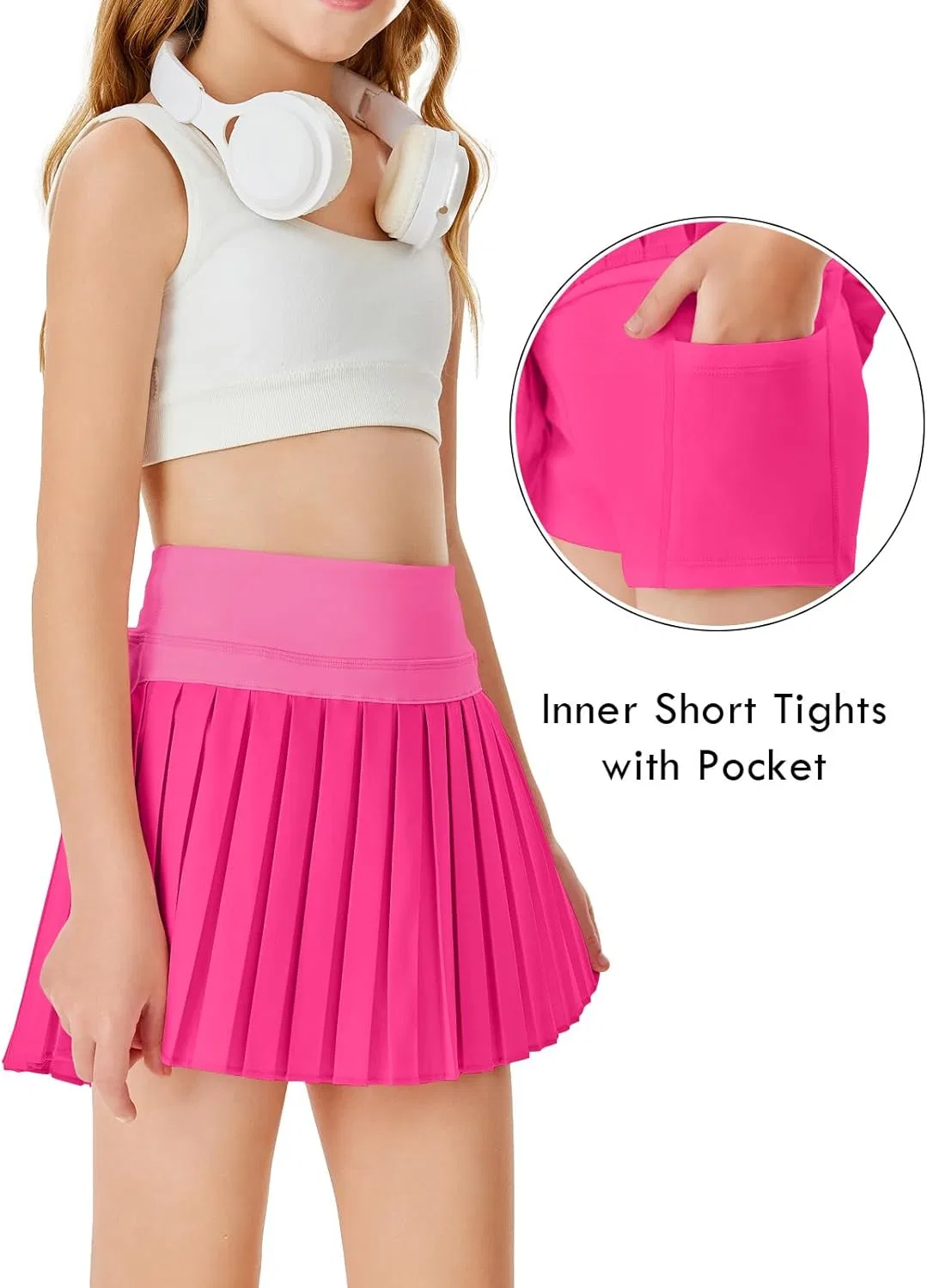 Спортивная юбка-шорты для девочек Haloumoning, Hot Pink — фото 3