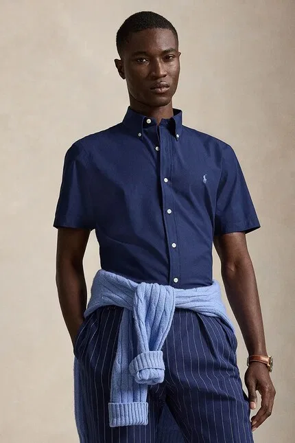 Рубашка из хлопка с эластаном Polo Ralph Lauren, синий