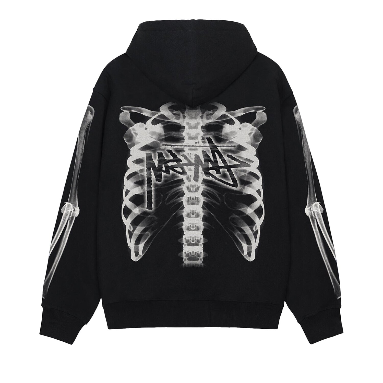 Толстовка на молнии Stussy Rib Cage, цвет Черный/Белый — фото 2