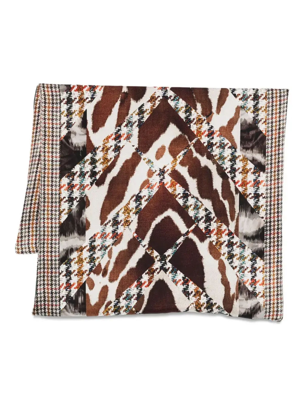 

Шелковый шарф в ломаную клетку Pierre-Louis Mascia, коричневый