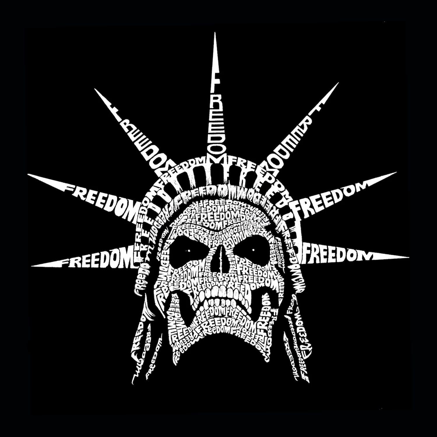 

Freedom Skull — мужская футболка с длинным рукавом Word Art LA Pop Art