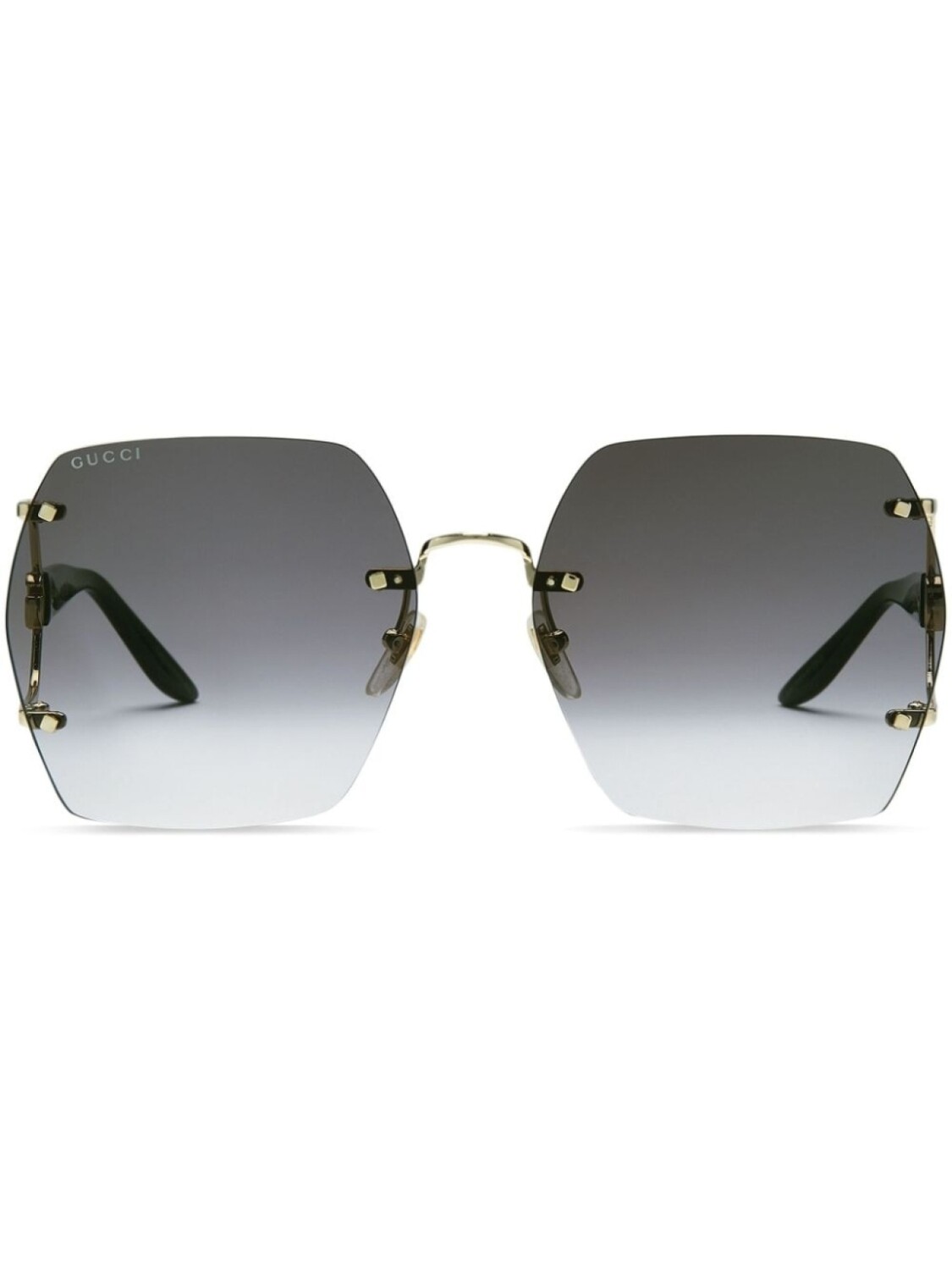 

Gucci Eyewear солнцезащитные очки в безободковой оправе, черный