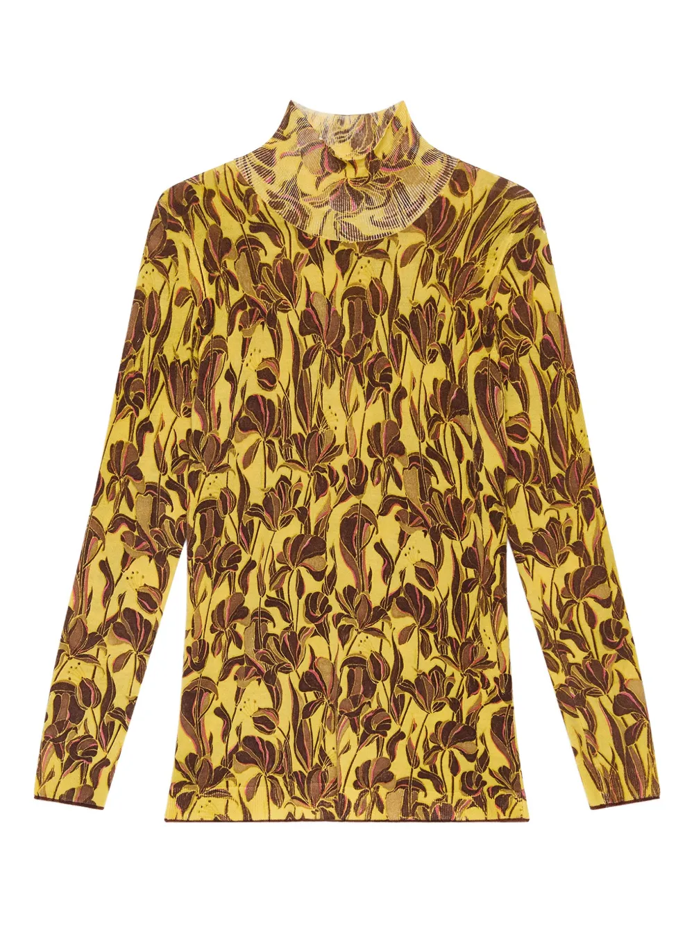 

Топ с высоким воротником и цветочным принтом MALIPARMI, желтый