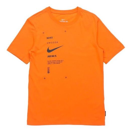 

Футболка спортивная одежда swoosh club печать алфавит спорт круглый вырез короткий рукав оранжевый Nike, оранжевый