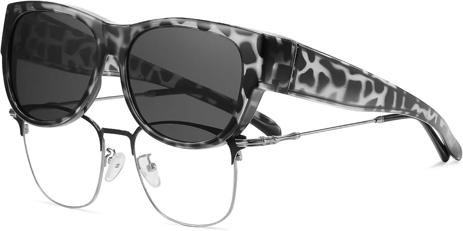 

Солнцезащитные очки HAOLOTA Fit Over Glasses для женщин, поляризованные, модные, в форме «кошачьих глаз», с защитой от УФ-излучения, Size M C15 Grey Tortoise/Grey