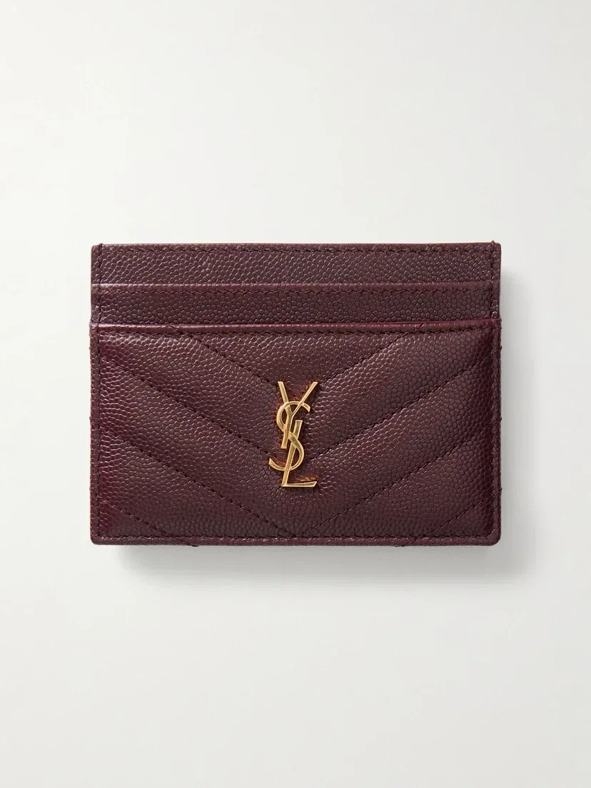 Визитница из текстурированной кожи Matelassé SAINT LAURENT, бордовый