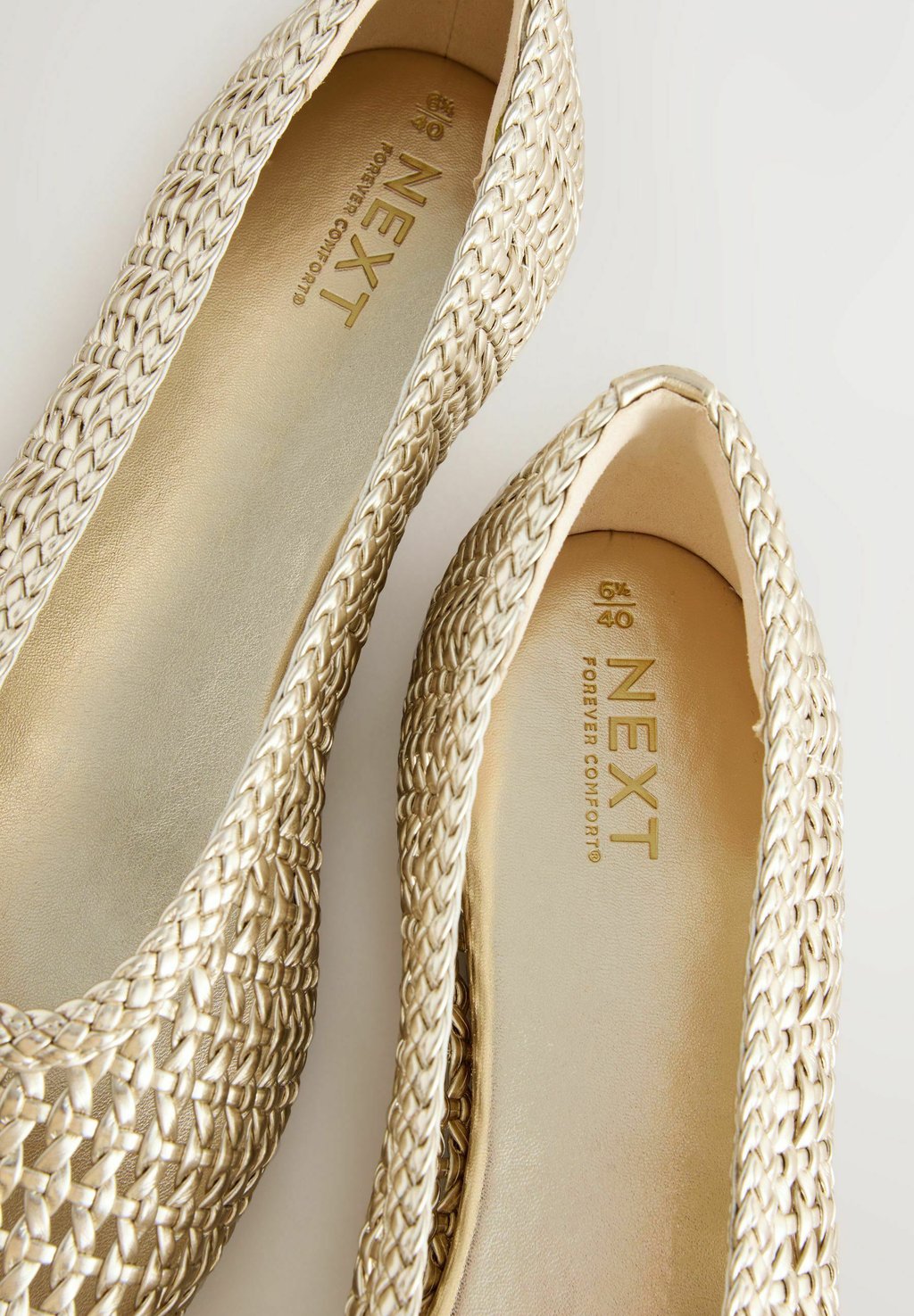 Балетки REGULAR FIT-FOREVER COMFORT ROUND TOE WEAVE Next, золотой — фото 4