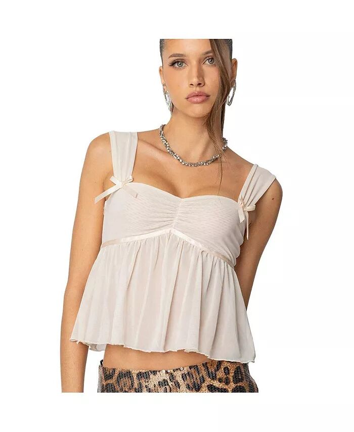 

Женский сетчатый топ Bowe Babydoll Edikted, коричневый/бежевый