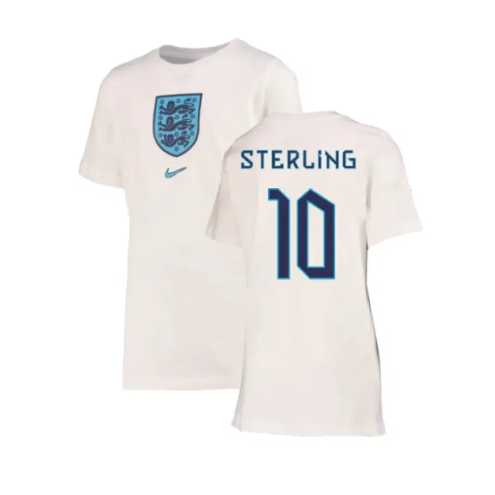Футболка с принтом Raheem Sterling #10, Англия England, белый