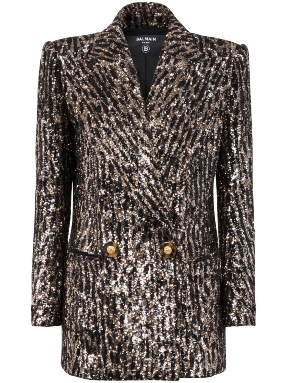 

Balmain двубортный жакет с пайетками, коричневый