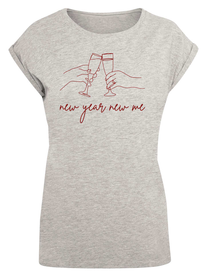 

F4NT4STIC Футболка «Новогодняя вечеринка, Новый год, новая я» в серо-пятнистом цвете