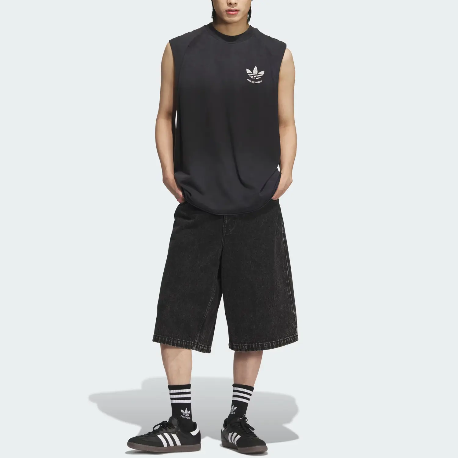 Ретро SS25 майка унисекс Adidas Originals, черный — фото 3