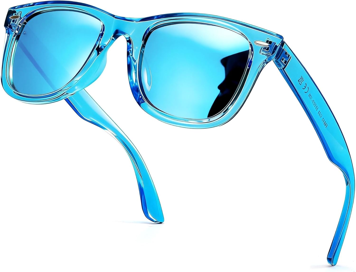 

Поляризованные солнцезащитные очки SIPHEW для женщин и мужчин - квадратные спортивные солнцезащитные очки с зеркальными линзами и защитой от УФ-излучения, средний размер, A03-teal Blue Mirror Lens