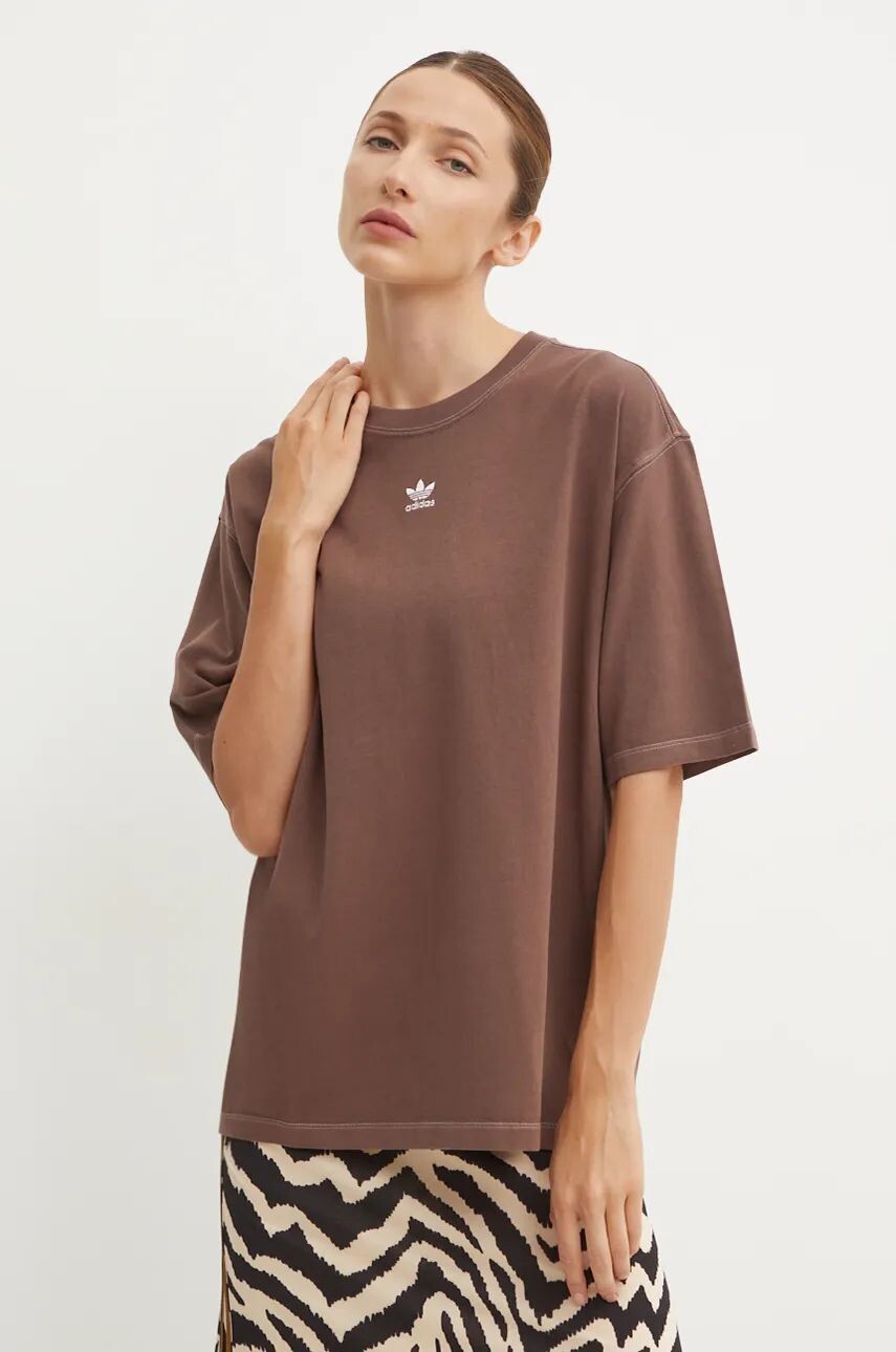 

Хлопковая футболка adidas Originals, коричневый