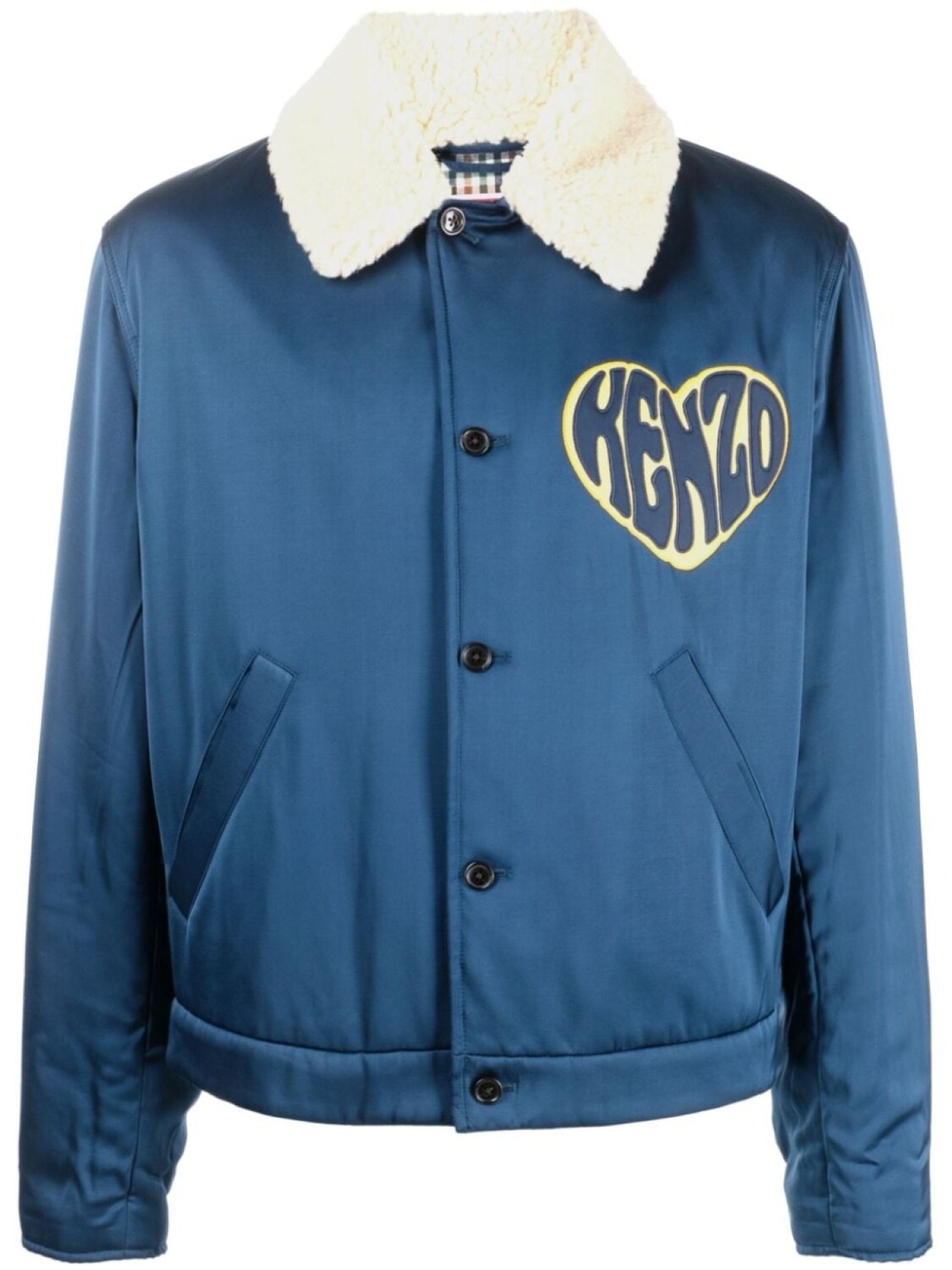 

Kenzo куртка с воротником из овчины и вышивкой, синий