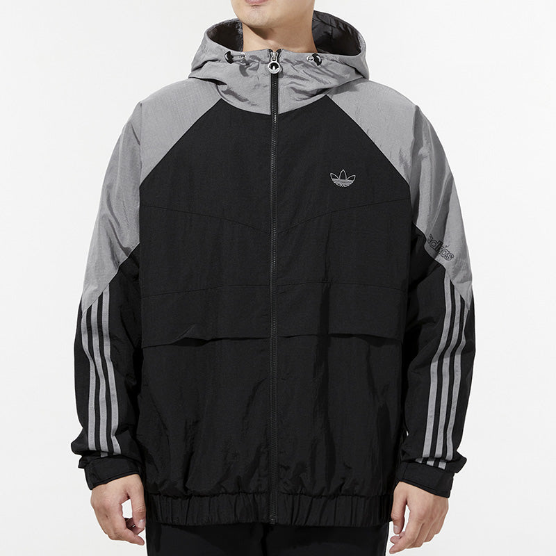 Куртка Men's adidas originals Contrasting Colors Raglan Sleeve Woven Hooded Jacket Black — фото 3